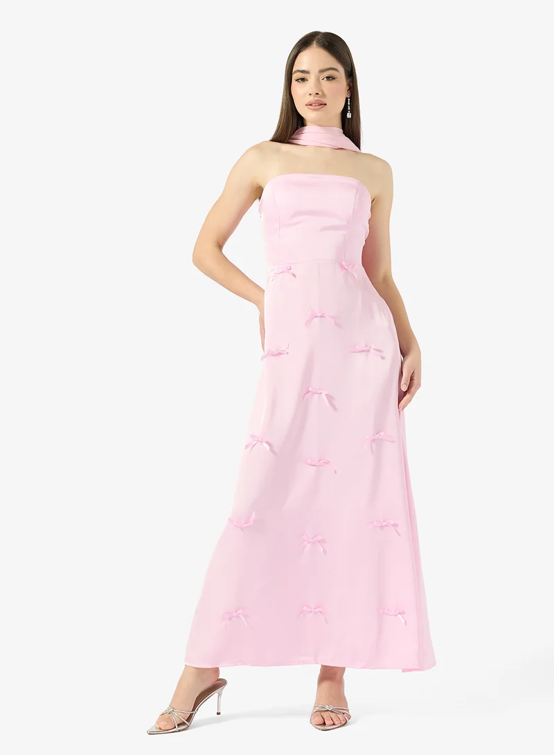 Ginger Boutique Bandeau Bodycon Dress with Scarf Detail